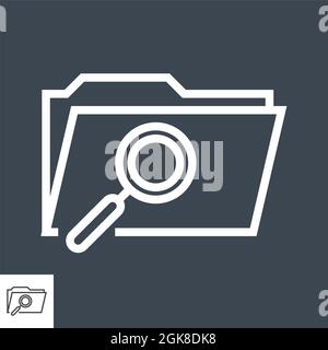 Icône du vecteur de ligne mince du dossier de recherche Illustration de Vecteur