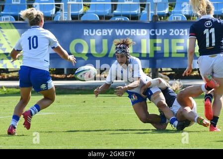 Parme, Italie. 13 septembre 2021. Michela Sillari et Veronica Madia (Italie) pendant la qualification de coupe du monde de la Femme de Rugby 2022 - Italie vs Ecosse, coupe du monde à Parme, Italie, septembre 13 2021 crédit: Agence de photo indépendante/Alamy Live News Banque D'Images