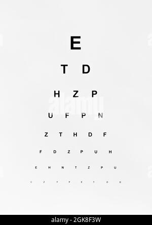 Tableau des tests oculaires. Isolé sur fond blanc. Banque D'Images