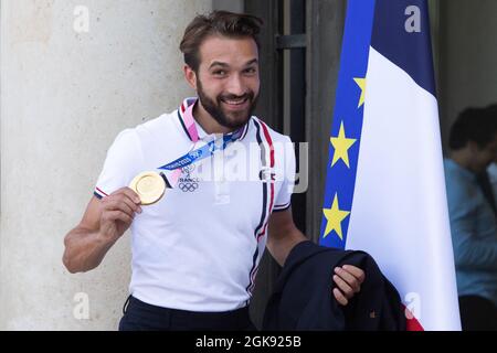 Romain Cannone pose avant la cérémonie en l'honneur des médaillés olympiques et paralympiques français au Tokyo 2021, à Paris, le 13 septembre 2021. Photo de Raphael Lafargue/ABACAPRESS.COM Banque D'Images