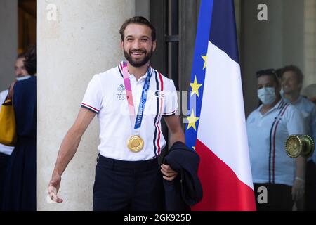 Romain Cannone pose avant la cérémonie en l'honneur des médaillés olympiques et paralympiques français au Tokyo 2021, à Paris, le 13 septembre 2021. Photo de Raphael Lafargue/ABACAPRESS.COM Banque D'Images