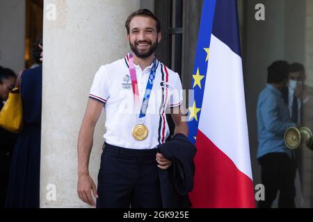 Romain Cannone pose avant la cérémonie en l'honneur des médaillés olympiques et paralympiques français au Tokyo 2021, à Paris, le 13 septembre 2021. Photo de Raphael Lafargue/ABACAPRESS.COM Banque D'Images