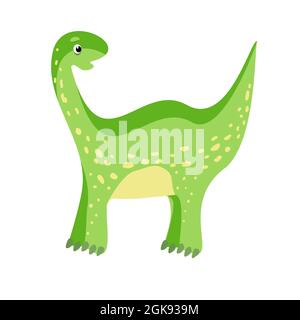 Un dinosaure mignon. Illustration colorée pour bébé. Vecteur isolé sur fond blanc. Style de dessin animé. Illustration de Vecteur