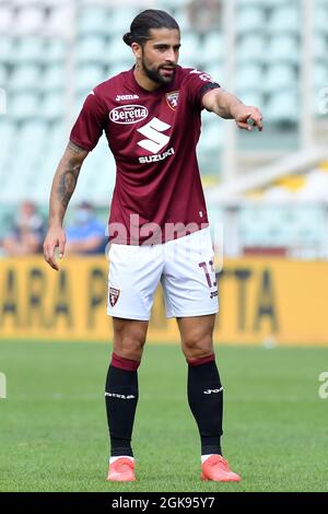 Turin, Italie. 12 septembre 2021. Ricardo Rodriguez de Torino Calcio réagit au cours de la série Un match de football 2021/2022 entre le FC de Torino et le US Salerntana au Stadio Olimpico Grande Torino à Turin (Italie), le 12 septembre 2021. Photo Giuliano Marchisciano/Insidefoto Credit: Insidefoto srl/Alay Live News Banque D'Images