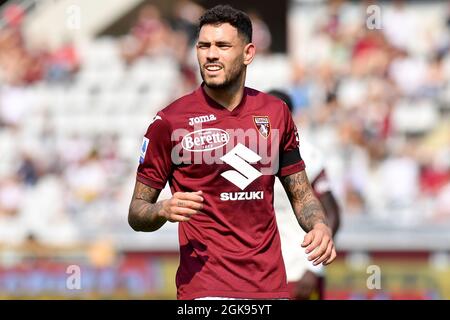Turin, Italie. 12 septembre 2021. Antonio Sanabria de Torino Calcio lors de la série Un match de football 2021/2022 entre le FC de Torino et l'US Salernitana au Stadio Olimpico Grande Torino à Turin (Italie), le 12 septembre 2021. Photo Giuliano Marchisciano/Insidefoto Credit: Insidefoto srl/Alay Live News Banque D'Images