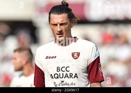 Turin, Italie. 12 septembre 2021. Milan Duric des États-Unis Salerntana 1919 pendant la série Un match de football 2021/2022 entre le FC Torino et les États-Unis Salerntana au Stadio Olimpico Grande Torino à Turin (Italie), le 12 septembre 2021. Photo Giuliano Marchisciano/Insidefoto Credit: Insidefoto srl/Alay Live News Banque D'Images