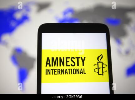 Ukraine. 13 septembre 2021. Sur cette photo, un logo d'Amnesty International (ai) apparaît sur l'écran d'un smartphone. (Photo de Pavlo Gonchar/SOPA Images/Sipa USA) crédit: SIPA USA/Alay Live News Banque D'Images