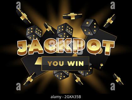 arrière-plan du jackpot avec cartes à jouer, dés et pièces de monnaie Illustration de Vecteur