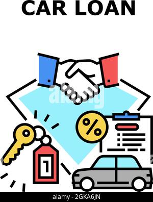 Illustration de la couleur du concept d'accord de prêt de voiture Illustration de Vecteur