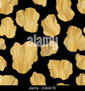 Motif moderne sans coutures léopard abstrait. Animaux arrière-plan tendance. Illustration vectorielle décorative dorée et noire pour impression, carte, carte postale Illustration de Vecteur