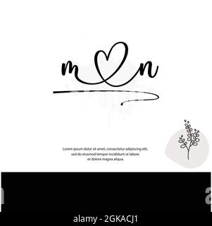 M N MN lettre initiale écriture manuscrite et logo de signature. Logo original du vecteur de beauté .mode, boutique, floral et botanique Illustration de Vecteur