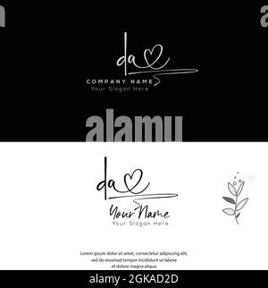 D A DA lettre initiale écriture manuscrite et logo de signature. Logo original du vecteur de beauté .mode, boutique, floral et botanique Illustration de Vecteur