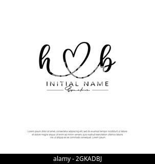 H B HB lettre initiale écriture manuscrite et logo de signature. Logo original du vecteur de beauté .mode, boutique, floral et botanique Illustration de Vecteur