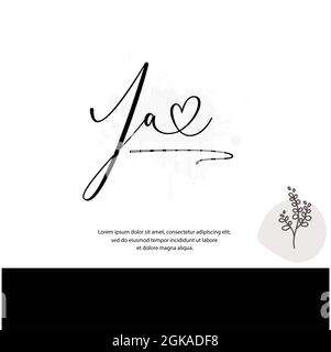 J A JA lettre initiale écriture manuscrite et logo de signature. Logo original du vecteur de beauté .mode, boutique, floral et botanique Illustration de Vecteur