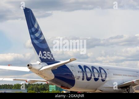 Avion de démonstration Airbus A350-1000 XWB. Russie, Moscou. Aéroport de Zhukovsky. 22 juillet 2021 Banque D'Images