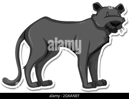 Un modèle d'autocollant d'illustration de personnage de dessin animé panthère noir Illustration de Vecteur