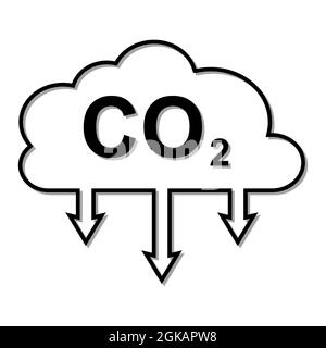 Icône dioxyde de carbone émet un nuage de CO2 avec une ombre.Concept commercial pour la réduction des émissions de CO2 Illustration de Vecteur