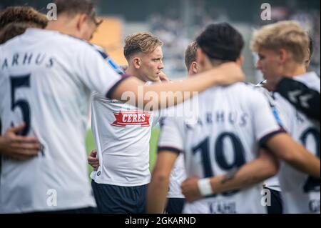 Aarhus, Danemark. 12 septembre 2021. Sebastian Hausner (37) de l'AGF vu pendant le match 3F Superliga entre Aarhus GF et Vejle Boldklub au parc Ceres à Aarhus. (Crédit photo: Gonzales photo - Morten Kjaer). Banque D'Images