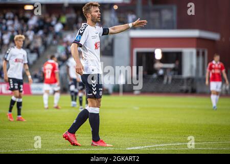 Aarhus, Danemark. 12 septembre 2021. Patrick Mortensen (9) de l'AGF vu pendant le match 3F Superliga entre Aarhus GF et Vejle Boldklub au parc Ceres à Aarhus. (Crédit photo: Gonzales photo - Morten Kjaer). Banque D'Images