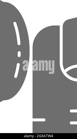 Doigts inserts lentilles de contact oculaire icône grise. Illustration de Vecteur