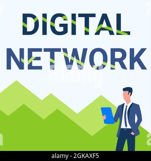 Légende conceptuelle réseau numérique. Concept signifiant réseau incorporant la commutation et la transmission numériques Man en uniforme une main dans la poche Banque D'Images