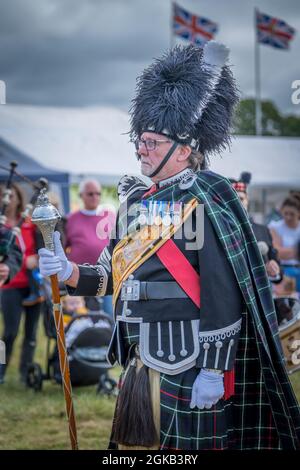 Pipe Major avec la Seaforth Highlanders Association. Banque D'Images