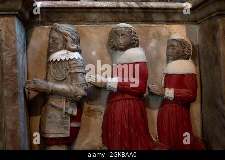 Purevoy Monument detail, St. Michael et All Angels Church, Fenny Drayton, Leicestershire, Angleterre, Royaume-Uni Banque D'Images