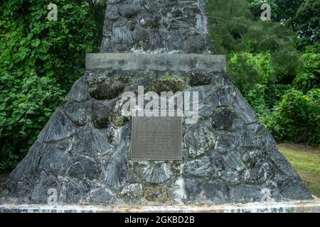 Un monument commémoratif construit en l'honneur des soldats de la 81e Division d'infanterie de l'armée américaine qui ont combattu pendant la Seconde Guerre mondiale sur l'île de Peleliu, République des Palaos, le 3 mars 2021. Le 31e MEU opère à bord de navires de l'escadron amphibie 11 dans la zone d'opérations de la 7e flotte afin d'améliorer l'interopérabilité avec les alliés et les partenaires et de servir de force d'intervention prête pour défendre la paix et la stabilité dans la région Indo-Pacifique. Banque D'Images