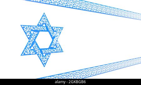 Joli drapeau israélien bleu motif ornemental isolé. cg objet 3D illustration Banque D'Images