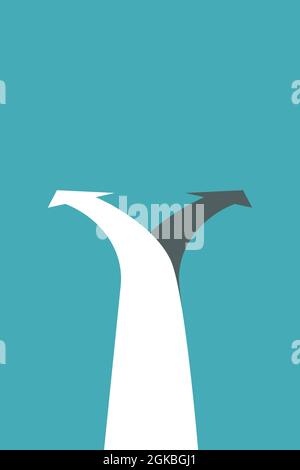 Deux flèches pointant dans des directions différentes choix d'affaires le concept de la façon pour le design graphique, logo, site Web, médias sociaux, application mobile, Illustration de l'interface utilisateur Illustration de Vecteur