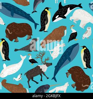 Motif sans couture avec animaux arctiques Illustration de Vecteur