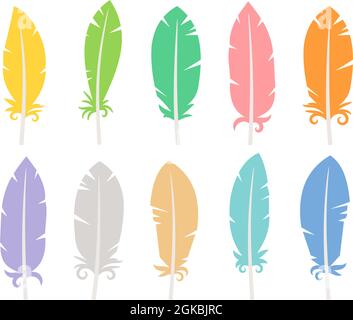Collection de plumes d'oiseau de couleur Illustration de Vecteur