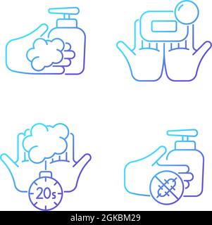 Jeu d'icônes vecteur linéaire gradient hygiène des mains Illustration de Vecteur