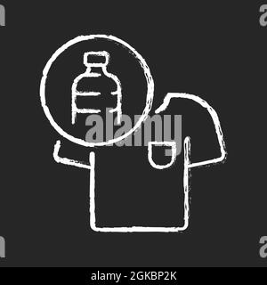 Vêtements faits de bouteilles en plastique craie icône blanche sur fond sombre Illustration de Vecteur