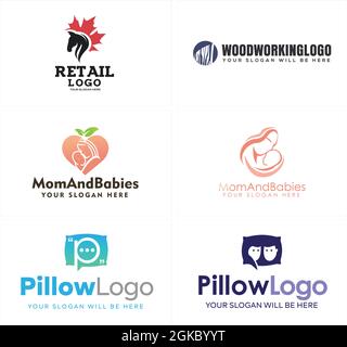 Motif animal cheval aidant maman et bébé logo Illustration de Vecteur