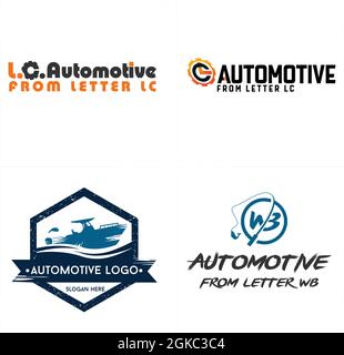 Design du logo de pêche du service de hors-bord automobile Illustration de Vecteur