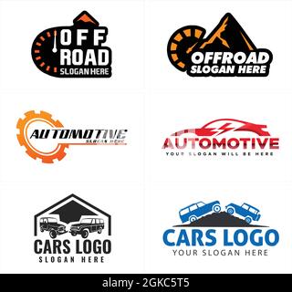 Logo d'aventure tout-terrain pour voiture automobile en montagne Illustration de Vecteur