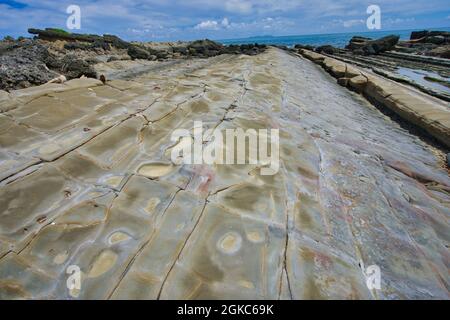 L'érosion de l'océan et les intempéries. Forme des pierres et des pierres étranges. Fugang Geopark (Xiaoyeliu), parc naturel de sculptures en pierre. Taitung Comté, Ta Banque D'Images