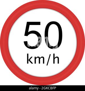 Illustration vectorielle du panneau de signalisation routière de vitesse maximale, 50 kilomètres par heure Illustration de Vecteur