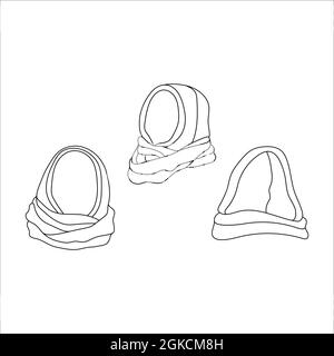 Motif snood chapeau de chien. Illustration vectorielle d'hiver isolée sur fond blanc. Illustration de Vecteur