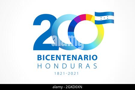 200 ans anniversaire Bicentenario Honduras, texte espagnol - Honduras Bicentenaire, jour de l'indépendance de l'Espagne. Célébration de fond avec des chiffres Illustration de Vecteur