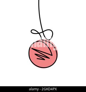 Dessin continu de la décoration de boule de Noël sur fond blanc. Illustration de Vecteur