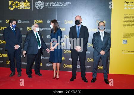 Madrid, Madrid, Espagne. 14 septembre 2021. La reine Letizia d'Espagne assiste à la célébration du 50ème anniversaire de la création de la Faculté des sciences de l'information à l'Université Complutense le 14 septembre 2021 à Madrid, Espagne (Credit image: © Jack Abuin/ZUMA Press Wire) Banque D'Images