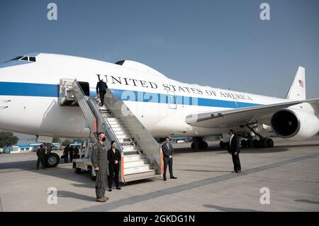 Le secrétaire à la Défense, Lloyd J. Austin III, quitte New Delhi (Inde), le 21 mars 2021. Banque D'Images