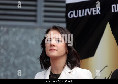 Non exclusif: KIEV, UKRAINE - 14 SEPTEMBRE 2021 - Tokyo 2020 médaillée de bronze en lutte libre Iryna Koliadenko assiste à l'inauguration de Th Banque D'Images