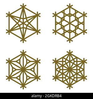 Flocons de neige en conception plate . 4 éléments . Illustration de Vecteur