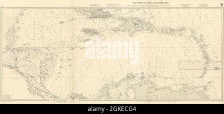 Îles de l'Inde de l'Ouest et mer des Caraïbes feuille 2 CARTE mer AMIRAUTÉ 1913 (1949) carte Banque D'Images