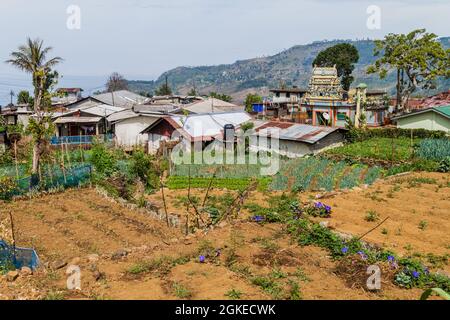 Vue sur le village de Dambatenne, Sri Lanka Banque D'Images