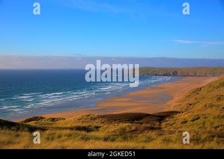Belle plage de sable de cornouailles Perran Sands Perranporth Cornwall royaume-uni Banque D'Images