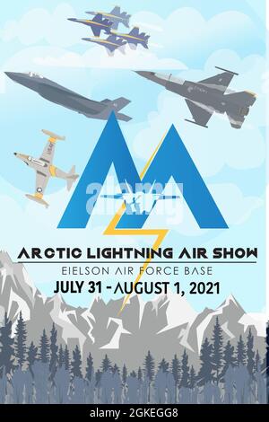 Affiche créée pour aider à promouvoir le salon de l'air de l'Arctique Eelson du 31 juillet au 1er août 2021. Banque D'Images